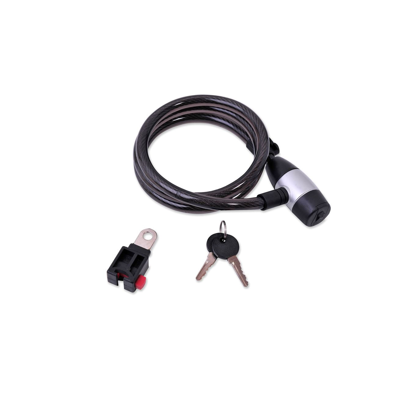 Cablu antifurt bicicleta, model 1.2cm, lungime 120cm, set 2 chei, negru
