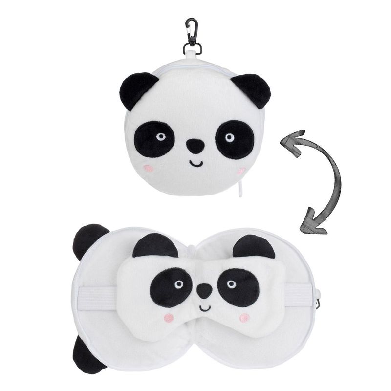 Sport si Outdoor - Articole de voiaj - Accesorii articole de voiaj - Set perna de calatorie si masca de somn, model panda, material poliester, alb-negru - Infinity.ro