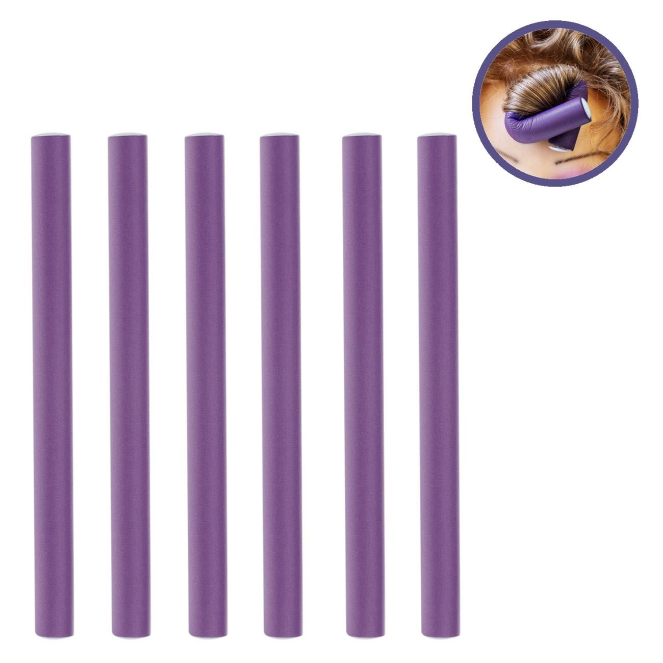Bigudiuri par, omnia, spuma, set 6 bucati, culoare mov, diametru 2cm
