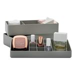 Ingrijire personala si Cosmetice - Machiaj - Portfarduri si genti cosmetice - Suport cosmetice, model 3 nivele, plastic, culoare gri, dimensiuni 25.5 x 10.2 x 15cm - Infinity.ro