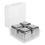 Casa si Gradina - Bucatarie si vesela - Accesorii bar - Forme cuburi de gheata - Set cuburi reutilizabile din otel inoxidabil, argintiu, 4 bucati - Infinity.ro