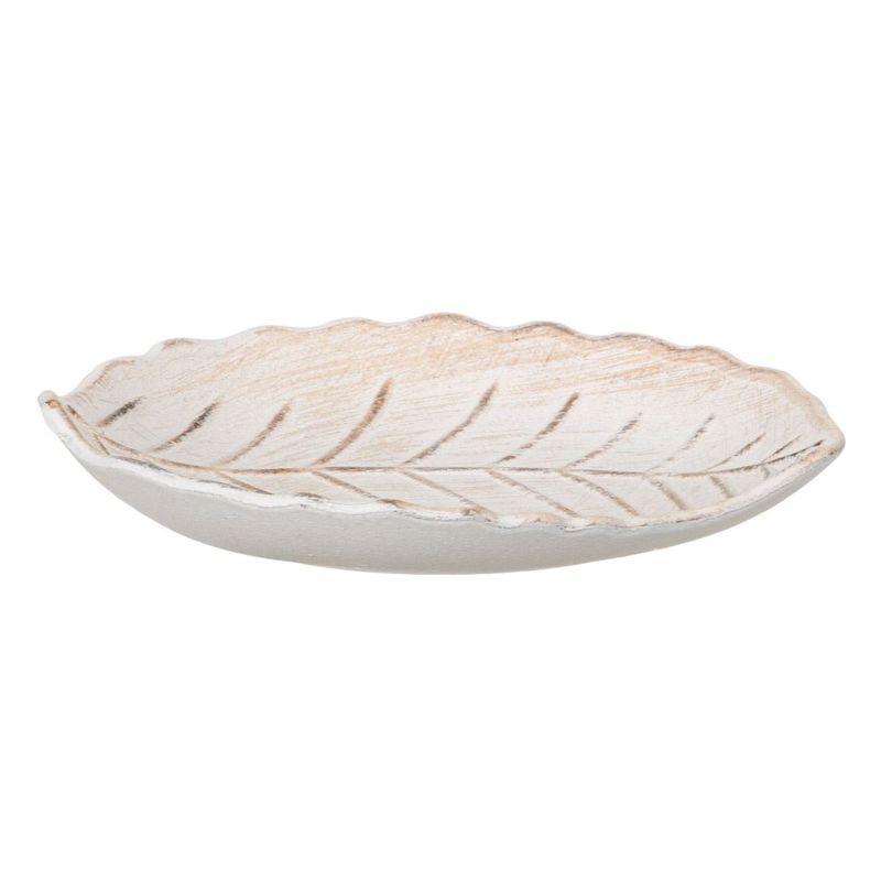 Casa si Gradina - Bucatarie si vesela - Vesela si tacamuri - Platouri de bucatarie - Platou decorativ lemn, frunza, bej, 24.5 x 18 x 4cm - Infinity.ro