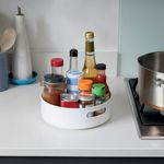 Casa si Gradina - Bucatarie si vesela - Ustensile bucatarie - Tavi servire - Tava organizare rotativa, 22.5 x 6.5cm, rotire 360°, plastic, alb - Infinity.ro