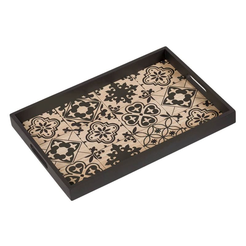 Casa si Gradina - Bucatarie si vesela - Ustensile bucatarie - Tavi servire - Tava servire, model lemn, modele negre, 41 x 28 x 3.5 cm - Infinity.ro