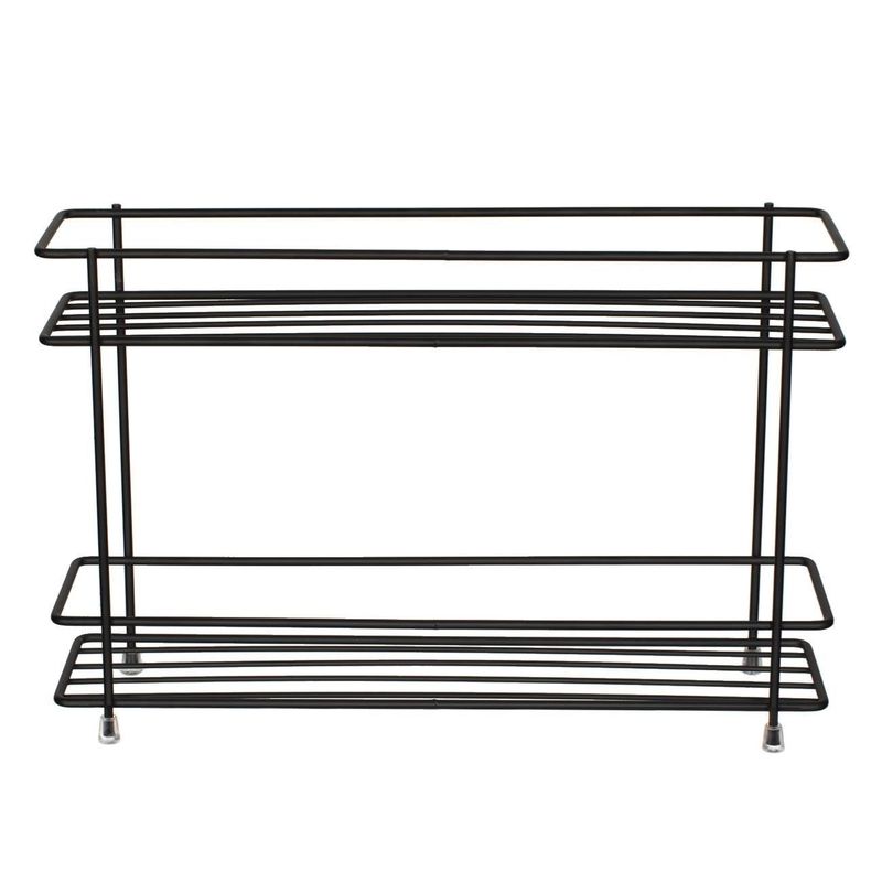 Casa si Gradina - Mobilier - Biblioteci si rafturi - Rafturi - Raft metalic 2 nivele, negru, 32.5 x 8 x 21.5cm, capacitate 3kg - Infinity.ro