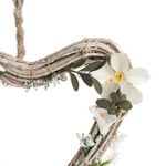 Casa si Gradina - Decoratiuni - Obiecte decorative - Accesorii decorative - Decor suspendabil, model inima, lemn, flori si fluturi, alb washed, 22 x 2.5 x 19cm - Infinity.ro