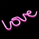Casa si Gradina - Corpuri si surse de iluminat - Veioze si lampi - Lampi de veghe - Lampa led neon, love, culoare fucsia, dimensiune 35.5 x 13 cm, cu usb - Infinity.ro