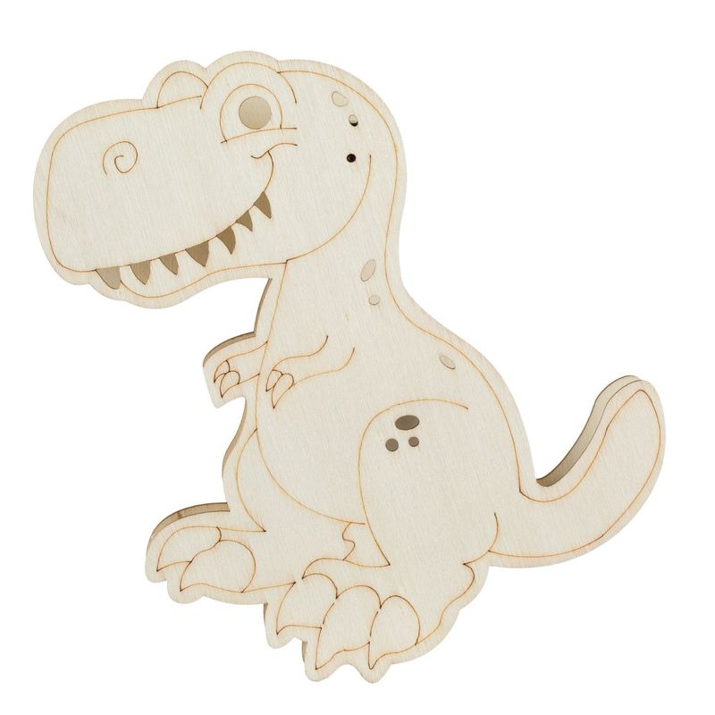 Jucarii, Copii si Bebe - Jucarii si jocuri - Jucarii & jocuri educative - Jocuri si jucarii educative - Set creativ dinozaur lemn, lumina led, 3 carioci multicolor, dimensiuni 16 x 2.5 x 12.5cm - Infinity.ro