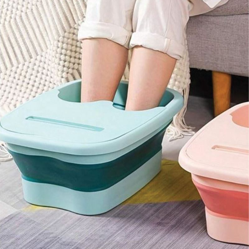 Jucarii, Copii si Bebe - Igiena si ingrijire - Baia bebelusului - Cadite bebe si accesorii baie - Cadita pliabila baie picioare, plastic, suport telefon, verde marin, dimensiuni 39 x 32 x 17cm - Infinity.ro