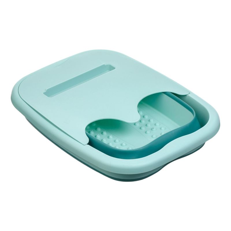 Jucarii, Copii si Bebe - Igiena si ingrijire - Baia bebelusului - Cadite bebe si accesorii baie - Cadita pliabila baie picioare, plastic, suport telefon, verde marin, dimensiuni 39 x 32 x 17cm - Infinity.ro