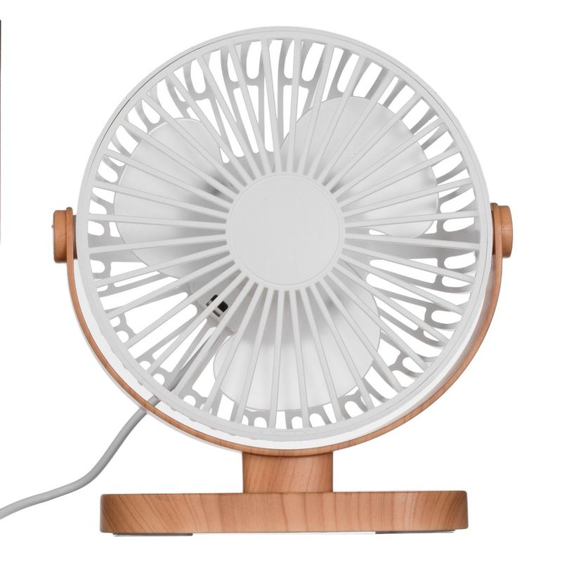 Electronice si Electrocasnice - Climatizare si sisteme de incalzire - Aparate racire aer - Ventilatoare - Ventilator birou usb, albrus, baza efect lemn, alb, 3 viteze, 16cm - Infinity.ro