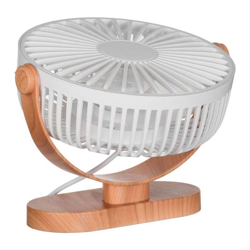 Electronice si Electrocasnice - Climatizare si sisteme de incalzire - Aparate racire aer - Ventilatoare - Ventilator birou usb, albrus, baza efect lemn, alb, 3 viteze, 16cm - Infinity.ro