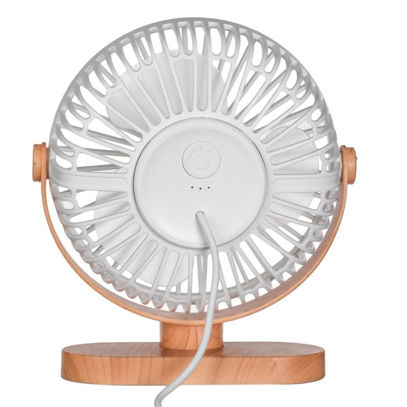 Electronice si Electrocasnice - Climatizare si sisteme de incalzire - Aparate racire aer - Ventilatoare - Ventilator birou usb, albrus, baza efect lemn, alb, 3 viteze, 16cm - Infinity.ro