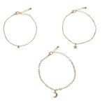 Fashion, accesorii si bijuterii - Femei - Bijuterii femei - Bratari femei - Set bratari language of jewels, auriu, 3 bucati, pandantiv luna stea strass - Infinity.ro