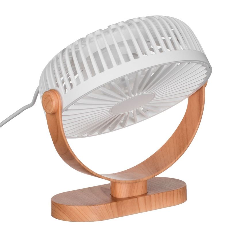 Electronice si Electrocasnice - Climatizare si sisteme de incalzire - Aparate racire aer - Ventilatoare - Ventilator birou usb, albrus, baza efect lemn, alb, 3 viteze, 16cm - Infinity.ro