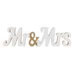 Casa si Gradina - Decoratiuni - Obiecte decorative - Accesorii decorative - Semn decorativ nunta, mr & mrs, lemn, alb auriu, 35 x 2.5 x 10 cm - Infinity.ro