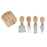 Casa si Gradina - Bucatarie si vesela - Vesela si tacamuri - Platouri de bucatarie - Set accesorii branza, 5 bucati, baza lemn, otel inoxidabil - Infinity.ro