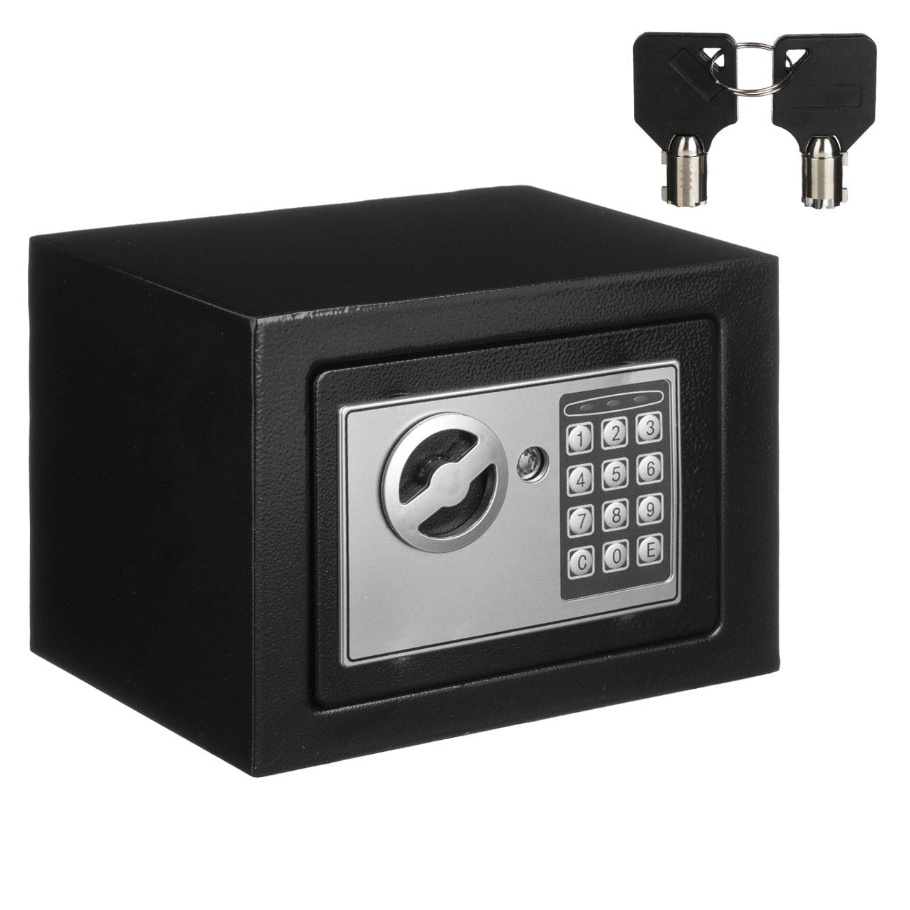 Seif electronic starks, 17 x 17 x 23 cm, inchidere cu chei, metal, negru