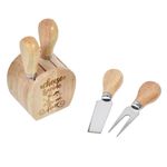 Casa si Gradina - Bucatarie si vesela - Vesela si tacamuri - Platouri de bucatarie - Set accesorii branza, 5 bucati, baza lemn, otel inoxidabil - Infinity.ro