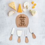 Casa si Gradina - Bucatarie si vesela - Vesela si tacamuri - Platouri de bucatarie - Set accesorii branza, 5 bucati, baza lemn, otel inoxidabil - Infinity.ro