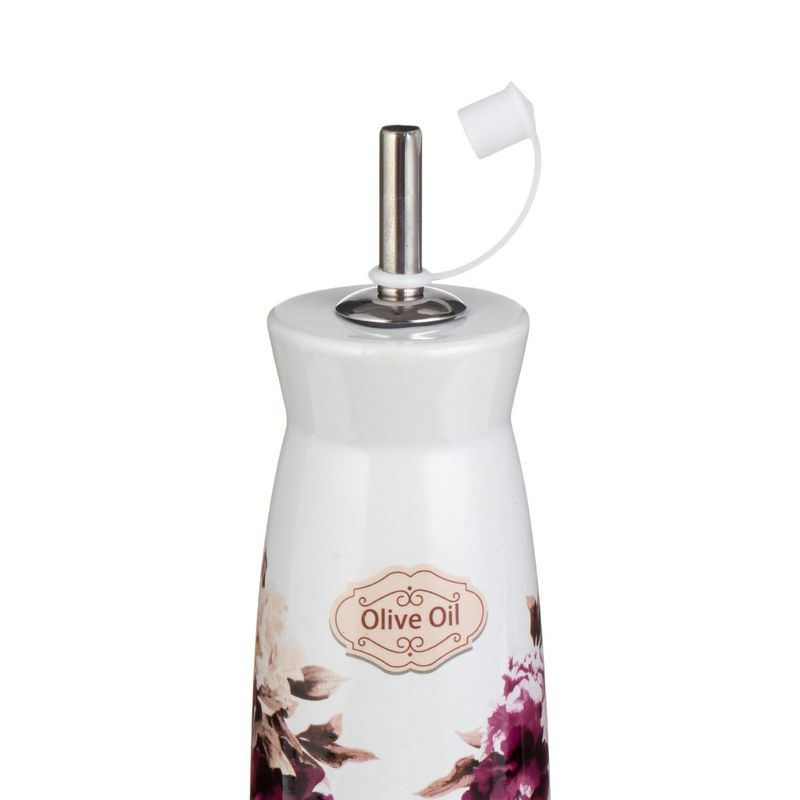 Casa si Gradina - Bucatarie si vesela - Ustensile bucatarie - Oliviere - Recipient ceramic ulei, floral, alb/mov, capacitate 240ml - Infinity.ro