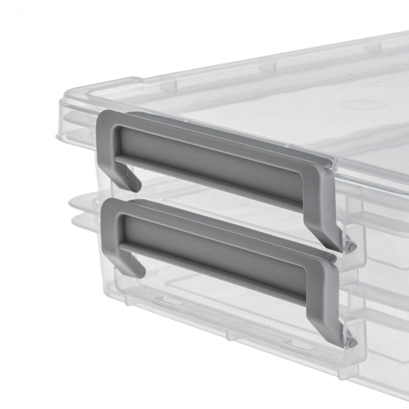 Casa si Gradina - Mobilier - Organizare si depozitare - Cutii depozitare - Set cutiide organizare, 2 nivele, transparent, plastic, dimensiuni 25.4 x 17.5 x 3cm, 2 bucati - Infinity.ro