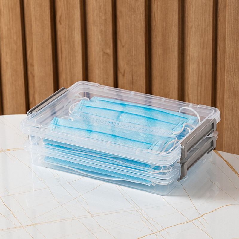 Casa si Gradina - Mobilier - Organizare si depozitare - Cutii depozitare - Set cutiide organizare, 2 nivele, transparent, plastic, dimensiuni 25.4 x 17.5 x 3cm, 2 bucati - Infinity.ro