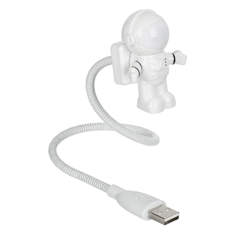 Casa si Gradina - Corpuri si surse de iluminat - Veioze si lampi - Lampi de veghe - Lampa de veghe usb, space, 2 led-uri, figurina astronaut, cablu flexibil 30cm, alb - Infinity.ro