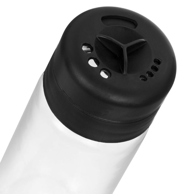 Casa si Gradina - Bucatarie si vesela - Ustensile bucatarie - Rasnite si dozatoare condimente - Recipient condimente sticla, capac negru, capacitate 245ml, diametru 5.5cm, inaltime 15cm - Infinity.ro