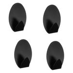 Casa si Gradina - Sanitare - Suporturi si accesorii baie - Suporturi baie - Carlige autocolante, ovale, metal, set 4 bucati, culoare negru, dimensiune 3.5 x 5cm - Infinity.ro