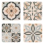 Casa si Gradina - Bucatarie si vesela - Accesorii bar - Suporturi bauturi - Set suporturi pentru pahare, model tiles, lemn si hartie, dimensiune 10x 10cm, multicolor, 4 bucati - Infinity.ro