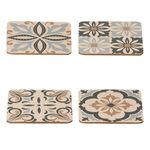 Casa si Gradina - Bucatarie si vesela - Accesorii bar - Suporturi bauturi - Set suporturi pentru pahare, model tiles, lemn si hartie, dimensiune 10x 10cm, multicolor, 4 bucati - Infinity.ro