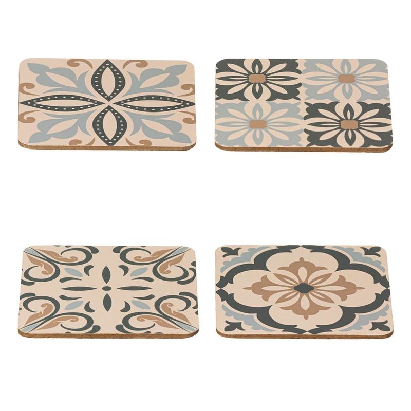 Casa si Gradina - Bucatarie si vesela - Accesorii bar - Suporturi bauturi - Set suporturi pentru pahare, model tiles, lemn si hartie, dimensiune 10x 10cm, multicolor, 4 bucati - Infinity.ro
