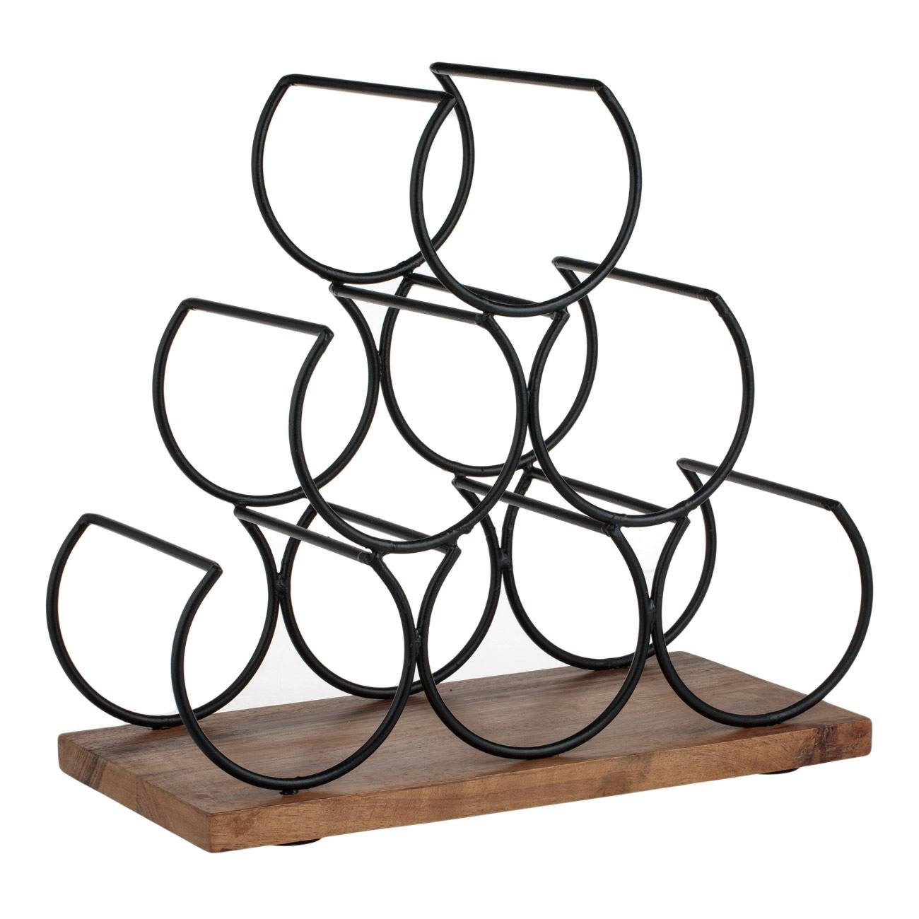 Suport sticle de vin, stand metalic, 6 compartimente, negru, 30x 16.5 x 29 cm