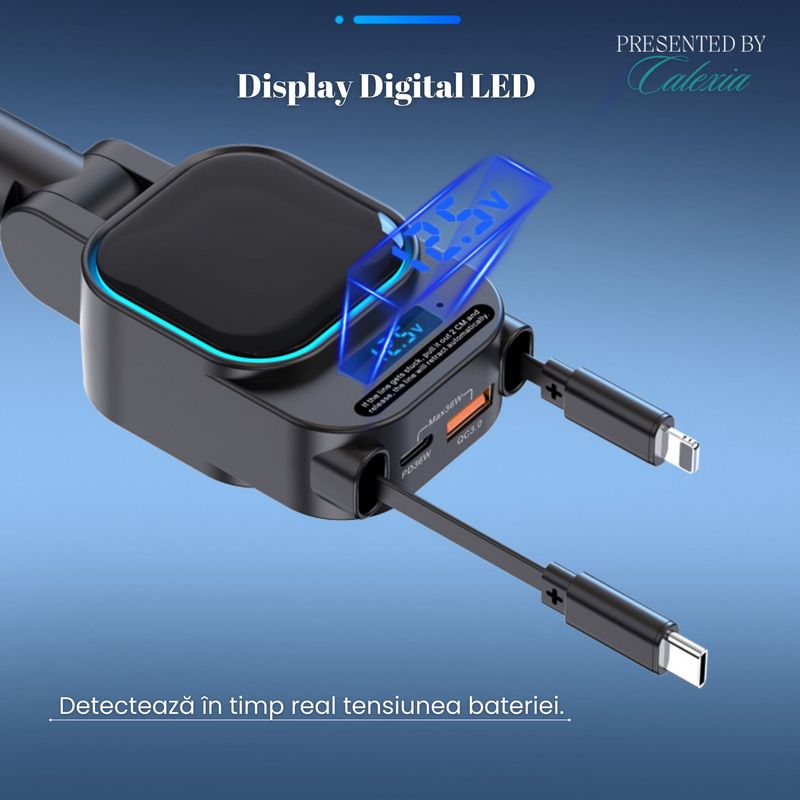 Laptop, Telefoane si Tablete - Telefoane mobile si accesorii - Accesorii Telefoane - Incarcatoare telefoane - Incarcator Auto PowerMax 4 in 1-Incarcare Rapida 96W pentru Pana la 3 Dispozitive Simultan,Transmitator FM - Infinity.ro
