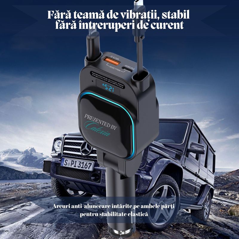 Laptop, Telefoane si Tablete - Telefoane mobile si accesorii - Accesorii Telefoane - Incarcatoare telefoane - Incarcator Auto PowerMax 4 in 1-Incarcare Rapida 96W pentru Pana la 3 Dispozitive Simultan,Transmitator FM - Infinity.ro