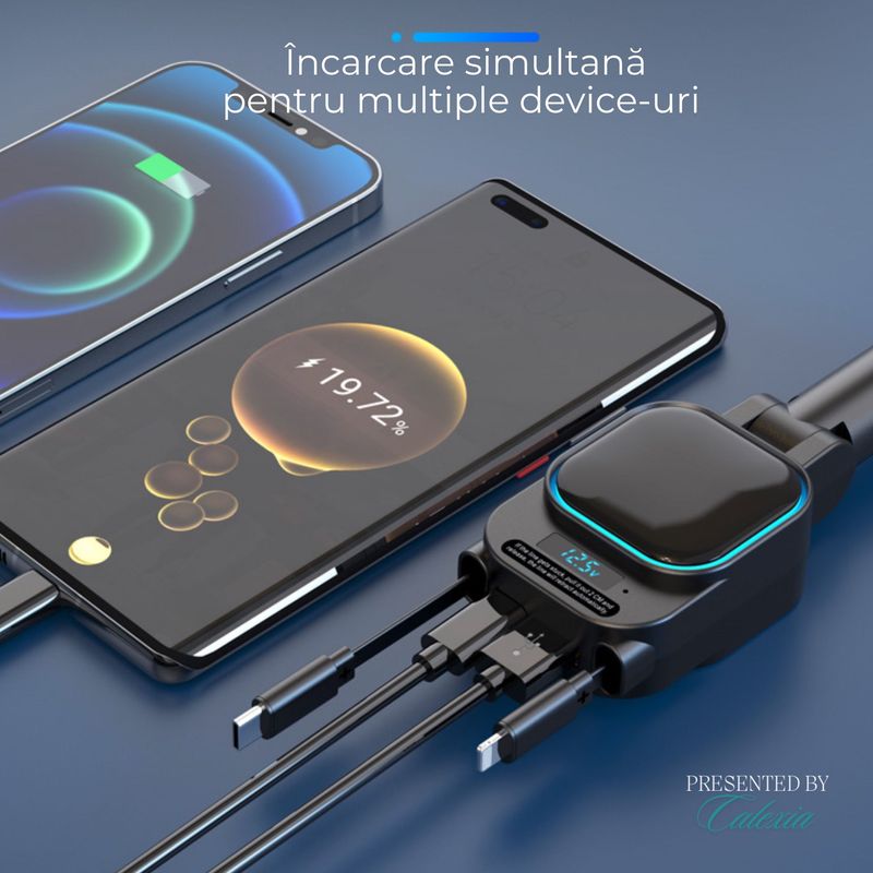 Laptop, Telefoane si Tablete - Telefoane mobile si accesorii - Accesorii Telefoane - Incarcatoare telefoane - Incarcator Auto PowerMax 4 in 1-Incarcare Rapida 96W pentru Pana la 3 Dispozitive Simultan,Transmitator FM - Infinity.ro