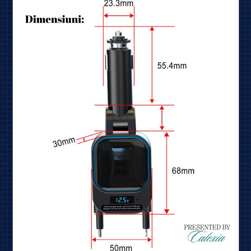 Laptop, Telefoane si Tablete - Telefoane mobile si accesorii - Accesorii Telefoane - Incarcatoare telefoane - Incarcator Auto PowerMax 4 in 1-Incarcare Rapida 96W pentru Pana la 3 Dispozitive Simultan,Transmitator FM - Infinity.ro