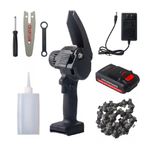 Casa si Gradina - Constructii - Scule electrice si accesorii - Fierastraie electrice - Mini Fierastrau Electric Fara Fir, cu Lant si Lama de 4", 2 Acumulatori de 24V 4500mAh, 550W, si Trusa, Negru - Infinity.ro