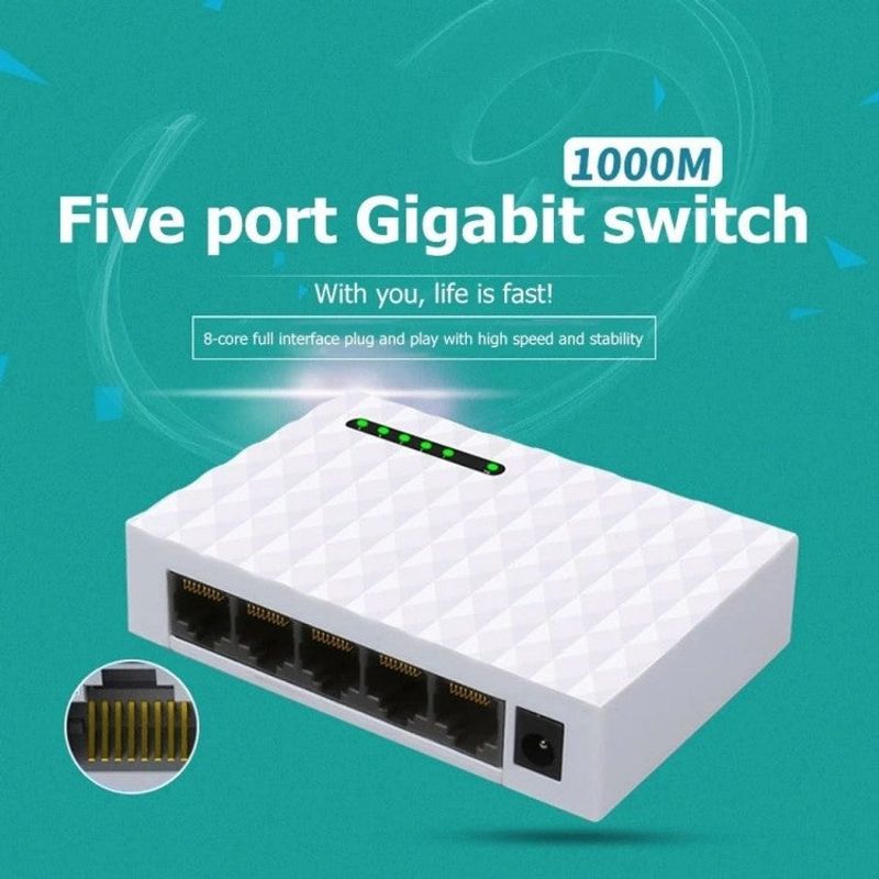 PC, gaming si accesorii - Retelistica - Switch-uri - Switch-uri fara management - Switch internet cu 5 Porturi, JH01 Plug and Play, 100/1000Mbps, auto MDI/MDIX, alb - Infinity.ro
