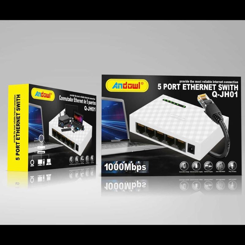 PC, gaming si accesorii - Retelistica - Switch-uri - Switch-uri fara management - Switch internet cu 5 Porturi, JH01 Plug and Play, 100/1000Mbps, auto MDI/MDIX, alb - Infinity.ro