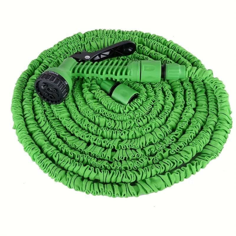 Casa si Gradina - Gradinarit si plante - Instalatii si accesorii pentru irigatii - Furtunuri de gradina si accesorii - Furtun extensibil de gradina, pana la 45m lungime, cu pistol cu 7 tipuri de jet, cu conectori, verde - Infinity.ro