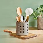 Casa si Gradina - Bucatarie si vesela - Organizare si depozitare bucatarie - Scurgator vase - Suport uscator tacamuri, model rotund, plastic, culoare alb sau gri, dimensiuni 11.5 x 13cm - Infinity.ro