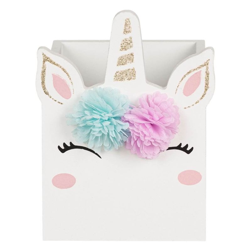 Casa si Gradina - Mobilier - Organizare si depozitare - Cutii depozitare - Cutie decorativa lemn unicorn, alb, 10x 10x 14cm - Infinity.ro