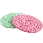 Ingrijire personala si Cosmetice - Aparate & accesorii ingrijire personala - Aparate cosmetice - Aparate intretinere si ingrijire corporala - Bureti curatare fata, set 2 bucati, roz si verde, dimensiune 11 x 1 cm - Infinity.ro