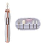Ingrijire personala si Cosmetice/Aparate & accesorii ingrijire personala/Aparate cosmetice/Aparate pentru manichiura-pedichiura - Aparat ingrijire unghii, reincarcabil, 5 accesorii, intensitate reglabila, 16cm, led, alb-cupru - Infinity.ro