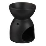 Casa si Gradina - Decoratiuni - Aromaterapie si lumanari - Uleiuri esentiale aromaterapie - Suport ulei parfumat, ceramica, model perforat floare, mesaj folie aurie, negru, 8 x 11cm - Infinity.ro