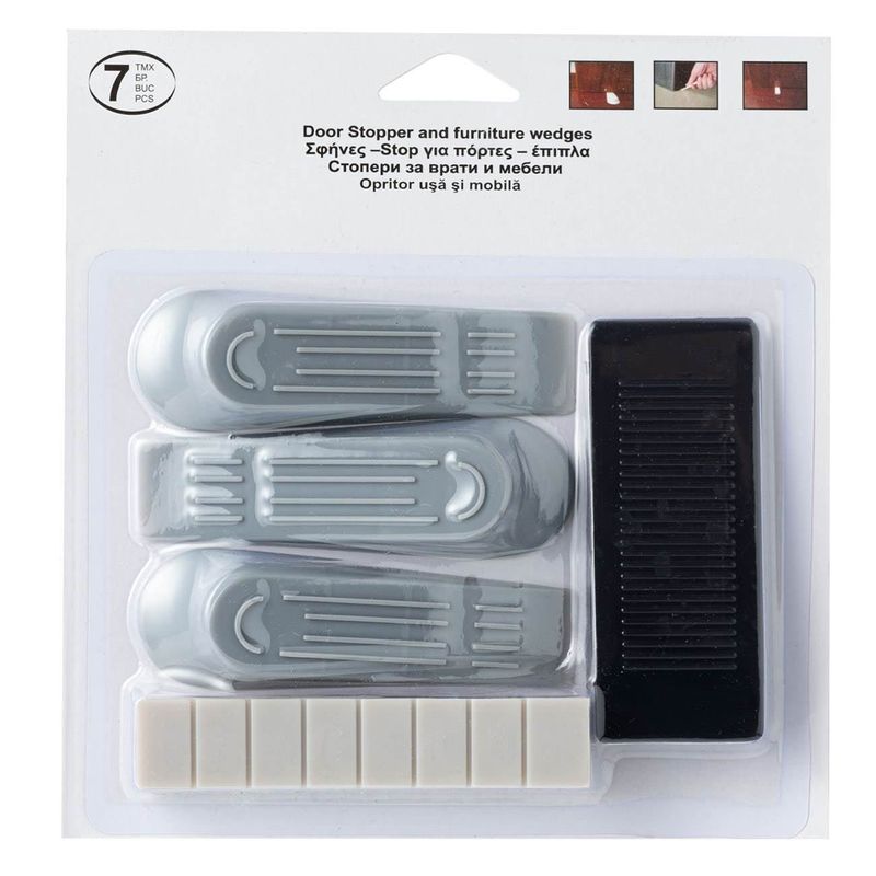 Casa si Gradina - Constructii - Usi interior, exterior si garaj - Accesorii usi - Opritoare usa si mobila, set 7 piese, multicolor, pvc - Infinity.ro