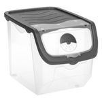 Casa si Gradina/Bucatarie si vesela/Organizare si depozitare bucatarie/Cutii alimentare - Recipient de depozitare, model stivuibil, capac transparent cu aerisire, capacitate 12l, plastic, transparent/antracit - Infinity.ro