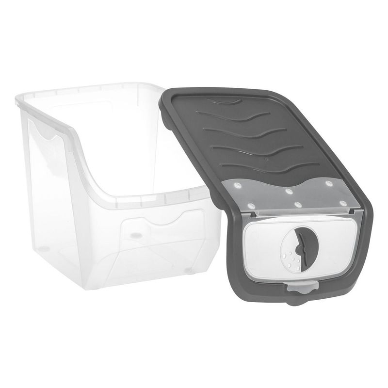 Casa si Gradina/Bucatarie si vesela/Organizare si depozitare bucatarie/Cutii alimentare - Recipient de depozitare, model stivuibil, capac transparent cu aerisire, capacitate 12l, plastic, transparent/antracit - Infinity.ro